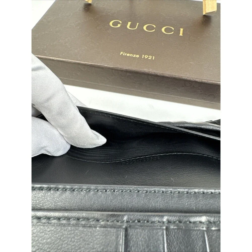 GGucci Bi-fold Long Wallet Python Snake Skin Leather Black - Picture 9 of 16